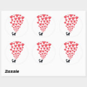 Sticker Rond Chat en amour (Feuille)