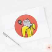 Sticker Rond Chat en banane (Enveloppe)