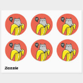 Sticker Rond Chat en banane (Feuille)