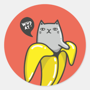 Sticker Rond Chat en banane