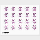 Sticker Rond Chat en Cone Parfait Rose (Feuille)