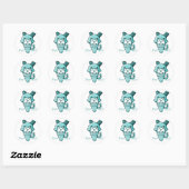 Sticker Rond Chat en Cone Parfait Turquoise (Feuille)