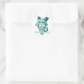 Sticker Rond Chat en Cone Parfait Turquoise (Sac)