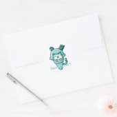 Sticker Rond Chat en Cone Parfait Turquoise (Enveloppe)