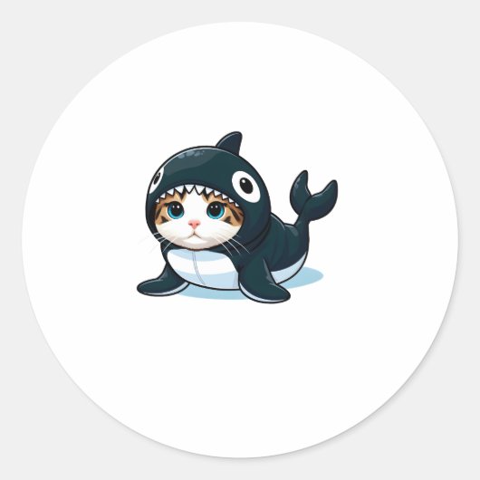 Sticker Rond Chat en costume Orca (Devant)