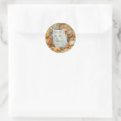 Sticker Rond Chat en feuille (Sac)