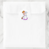 Sticker Rond Chat en Mariée avec robe Mariage et couronne (Sac)