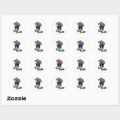 Sticker Rond Chat en Skateboard avec Skateboard (Feuille)