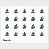Sticker Rond Chat en sorcière avec Cauldron (Feuille)