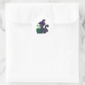 Sticker Rond Chat en sorcière avec Cauldron (Sac)