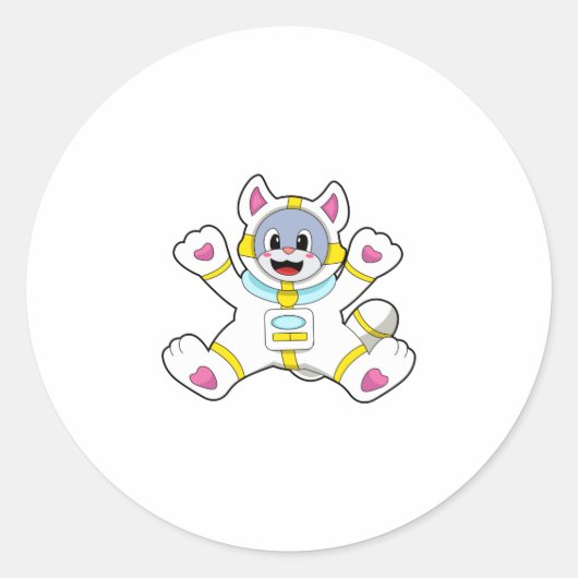 Sticker Rond Chat en tant qu'astronaute en costume (Devant)