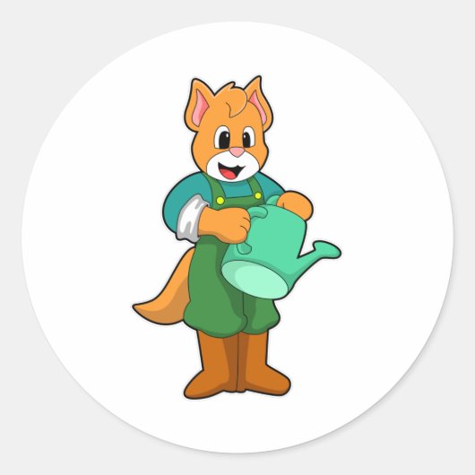 Sticker Rond Chat en tant que fermier avec arrosage (Devant)