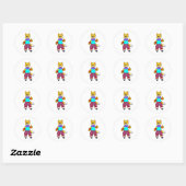 Sticker Rond Chat en tant que Patinage avec Patins en ligne (Feuille)