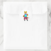 Sticker Rond Chat en tant que Patinage avec Patins en ligne (Sac)