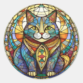 Sticker Rond Chat en verre tendu