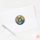 Sticker Rond Chat en verre tendu (Enveloppe)