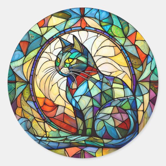 Sticker Rond Chat en verre tendu (Devant)