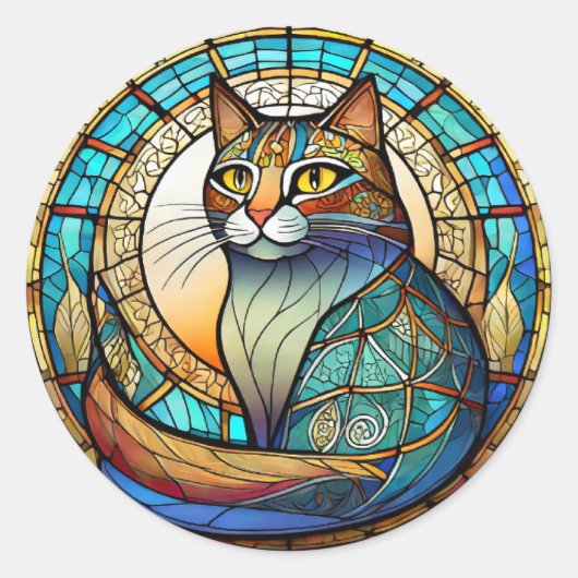 Sticker Rond Chat en verre tendu (Devant)