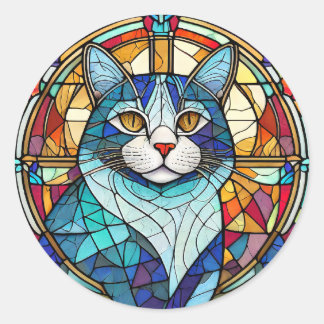 Sticker Rond Chat en verre tendu
