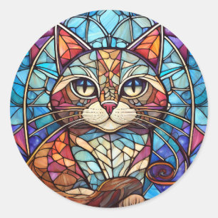 Sticker Rond Chat en verre tendu