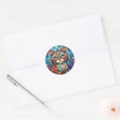 Sticker Rond Chat en verre tendu (Enveloppe)