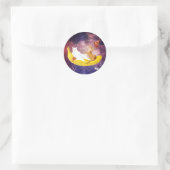 Sticker Rond Chat équitation banane en galaxie (Sac)