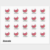 Sticker Rond Chat-Ermelon Funny Chat Watermelon Pun (Feuille)