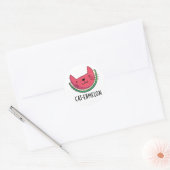 Sticker Rond Chat-Ermelon Funny Chat Watermelon Pun (Enveloppe)