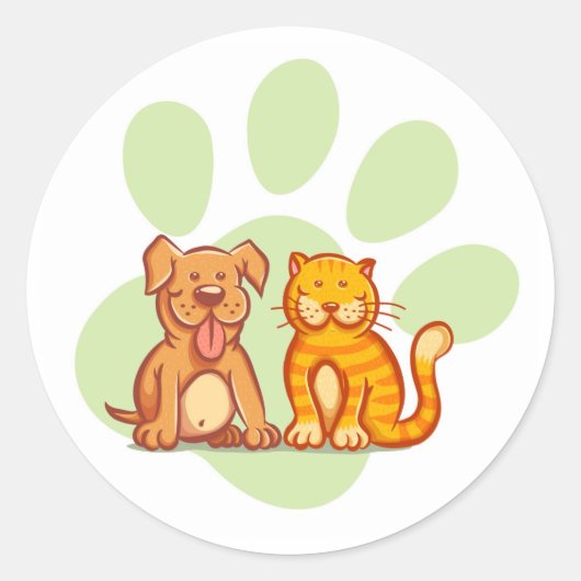Sticker Rond Chat et chien (Devant)