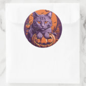 Sticker Rond chat et citrouille (Sac)