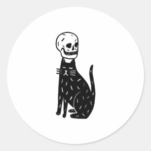 Sticker Rond Chat et crâne