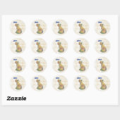 Sticker Rond Chat et libellule bleue (Feuille)