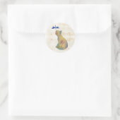 Sticker Rond Chat et libellule bleue (Sac)