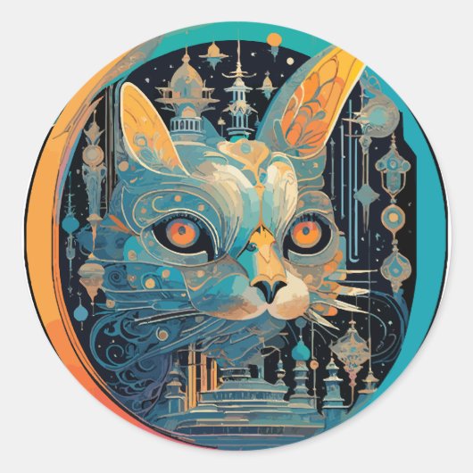 Sticker Rond Chat étrange qui fixe vos phares (Devant)