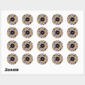 Sticker Rond Chat face doodé félin motif animaux monogramme amu (Feuille)