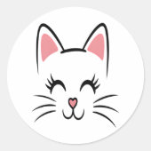 Sticker Rond Chat Face Whiskers Imprimer L'Amour Halloween (Devant)