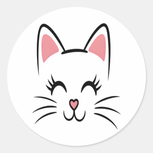 Sticker Rond Chat Face Whiskers Imprimer L'Amour Halloween (Devant)