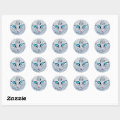 Sticker Rond Chat Fluffy aux Yeux Bleus (Feuille)