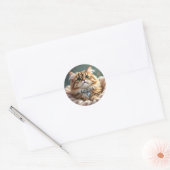Sticker Rond Chat Fluffy Mignon | Blanc (Enveloppe)