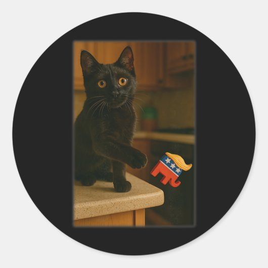 Sticker Rond Chat Frapper Trump De La Table De Comptoir Ledge D (Devant)