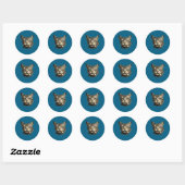 Sticker Rond Chat fumant une cigarette Félidé tabby (Feuille)