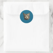 Sticker Rond Chat fumant une cigarette Félidé tabby (Sac)