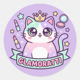 Sticker Rond Chat Glamoratti