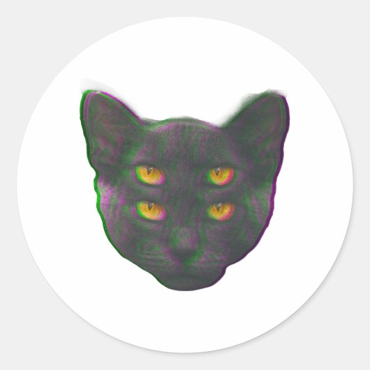 Sticker Rond Chat Glitch Vaporwave bizarre Dream Kitty (Devant)