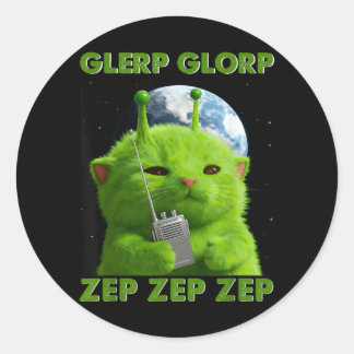 Sticker Rond Chat Gnarp Mème Drôle de Chat Alien Mème Brainrot