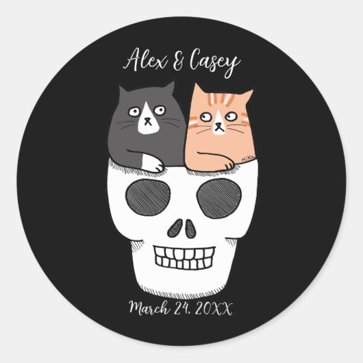 Sticker Rond Chat Goth unique Quirinal Chats personnalisé faveu (Devant)