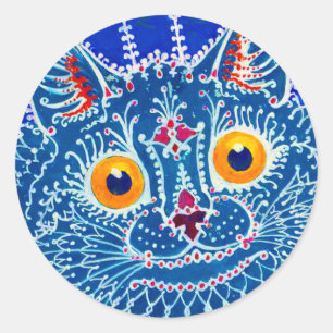 Sticker Rond Chat gothique bleu