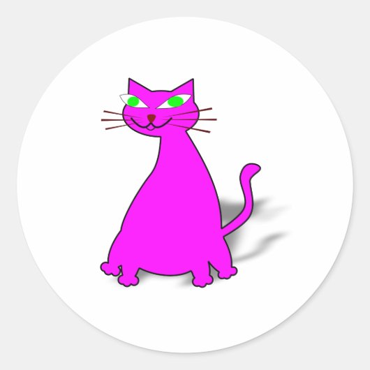 Sticker Rond Chat gras rose (Devant)