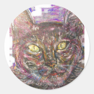 Sticker Rond chat grec coloré