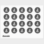 Sticker Rond Chat Gribouillé Minimalisme Ligne Art Japonais  (Feuille)